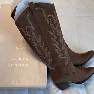 LC Lauren Conrad Brown Suede Western-Style Boots